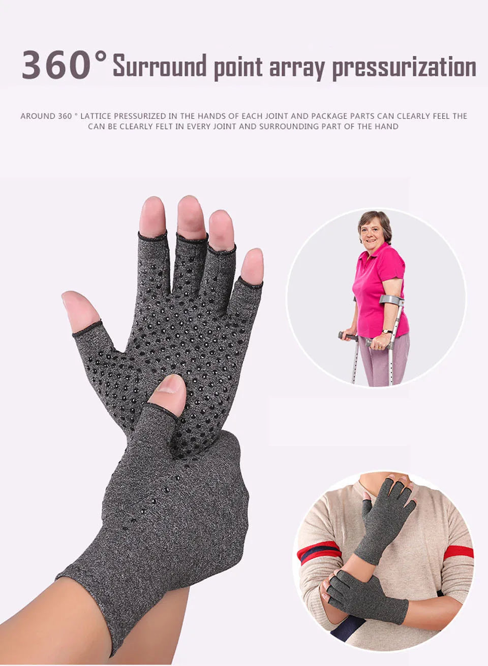 1 Pair Anti-Arthritis Compression Gloves Help Increase Circulation Reducing Pain Fingerless Gloves Arthritis Gloves Women Man
